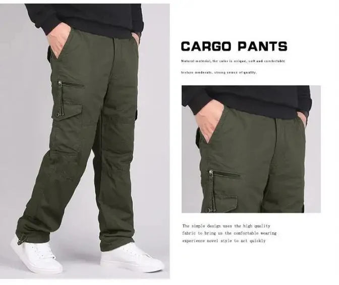 Herren Cargo Hose Winter Doppellagig Dickes Fleece Tarnung Taktisch Baumwolle Baggy Casual Warm | Cargo-Hose Tactical Premium Camouflage Fleece