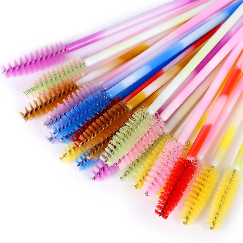 Lot 50/100 Brosses Cils Jetables Arc-en-Ciel – Mascara Wand Applicateur Extension Cils & Sourcils | Outil Maquillage