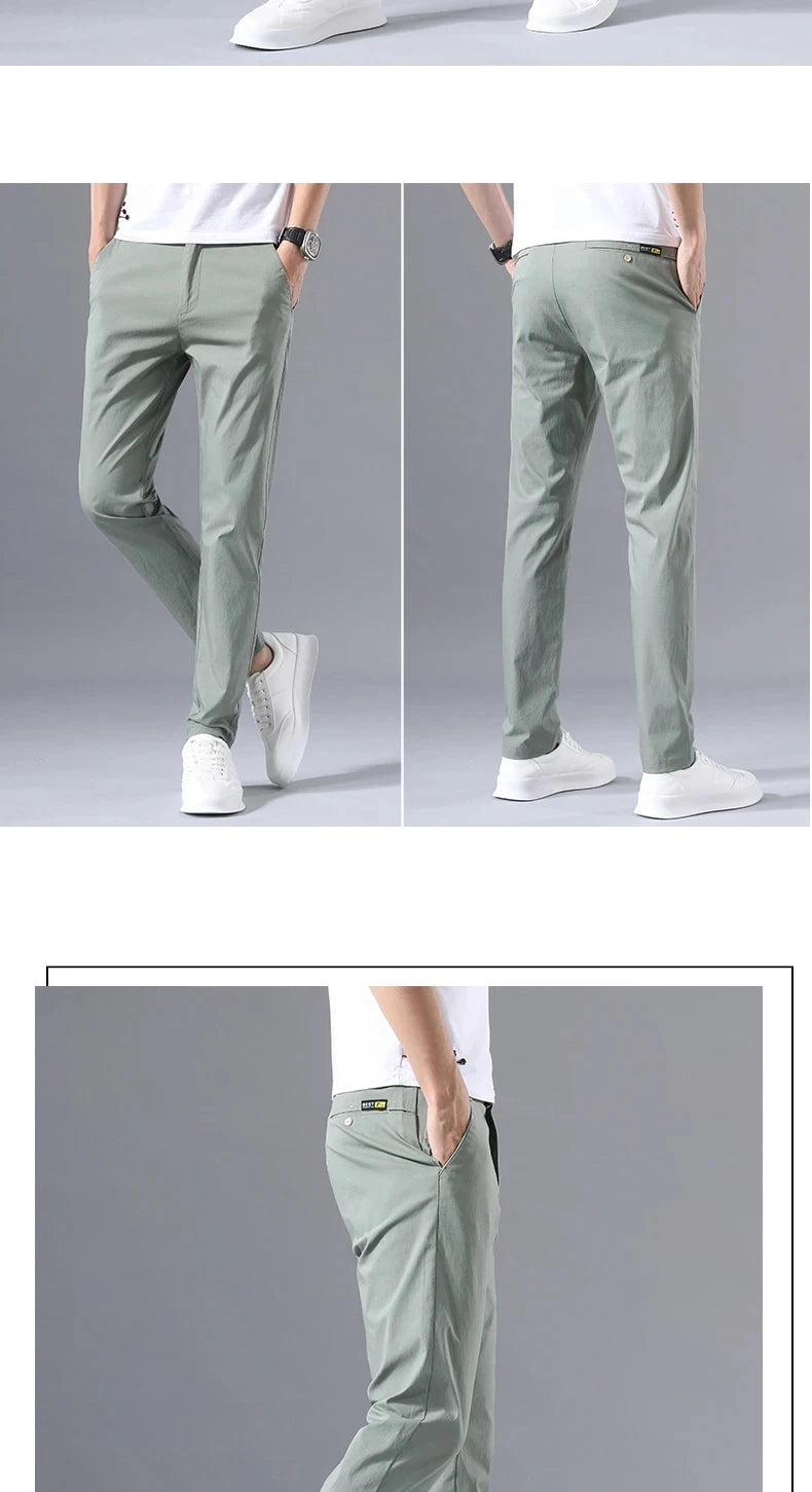 Pantalon Homme Slim Coton Stretch – Business Casual Golf Style Coréen Léger Printemps Automne | Mode Homme Premium