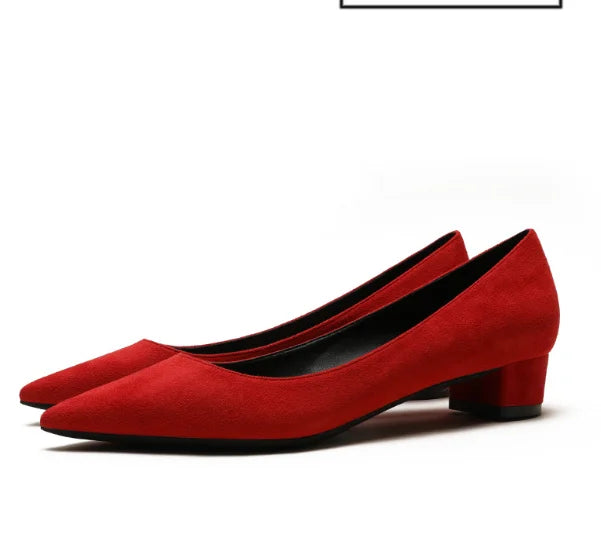 Escarpins Flock Stilettos 3 & 5CM Bout Pointu Slip-on – Rouge Marron Bleu Tailles 33-43