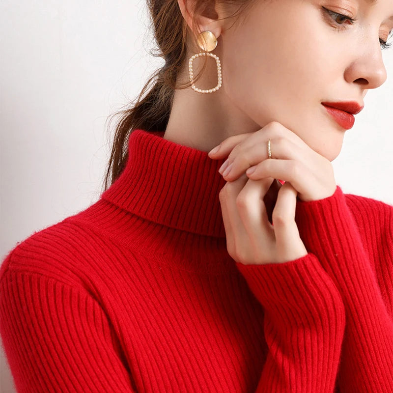 Pull Col Roulé Cachemire Ultra-Doux Femme - Tricot Basique Chic Automne Hiver | Heliar