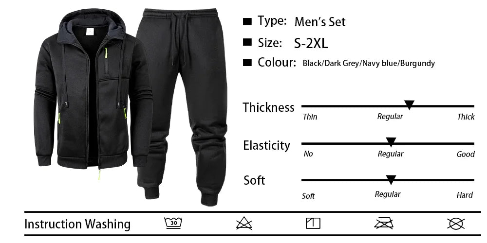 Ensemble Jogging 2 Pièces Homme Zip Capuche – Sweatshirt Pantalon Sportswear Casual Automne