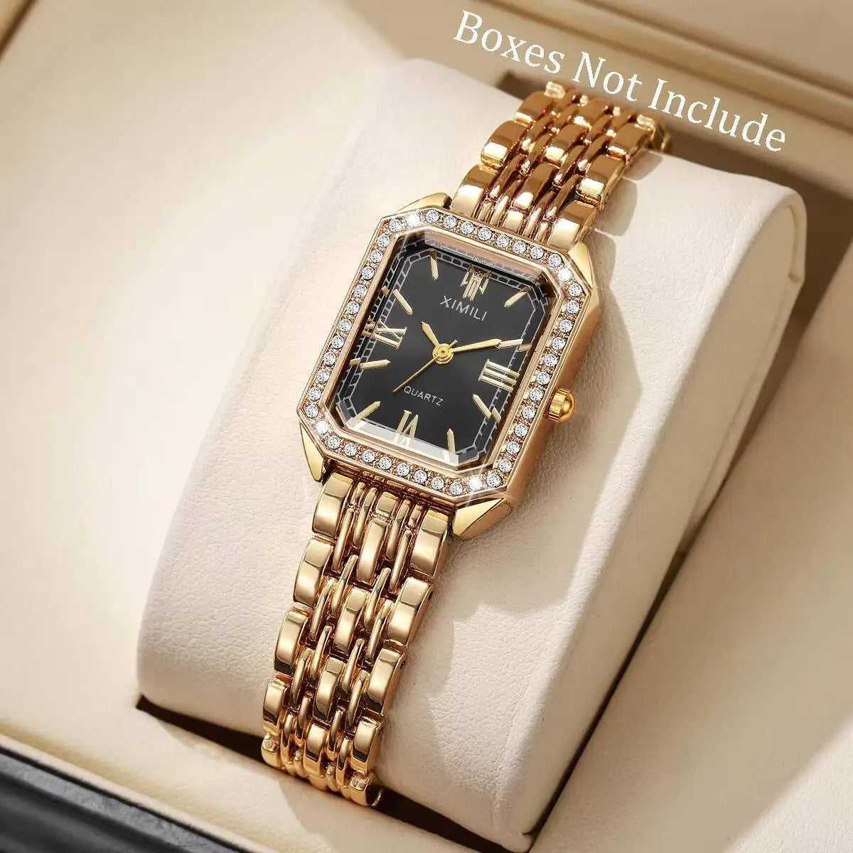 Montre Femme Rectangle Strass Quartz Bracelet Fashion – Élégante Tendance Cadeau