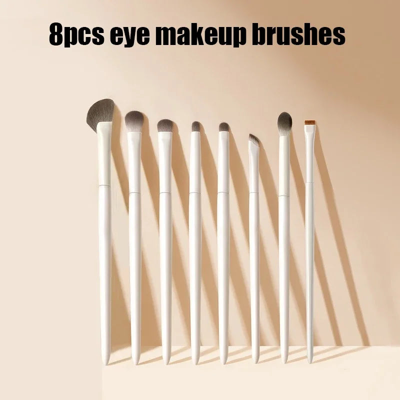 Set Pinceaux Yeux Naturels 5 à 10 Pcs – Fards, Eyeliner & Détail | Poils Ultra-Doux Blancs Maquillage