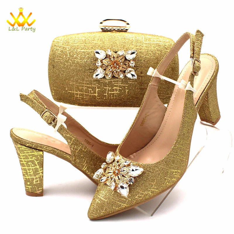 Ensemble Chaussures + Sac Italien Orange Cristal – Pumps Luxe Mariage Fête 2024