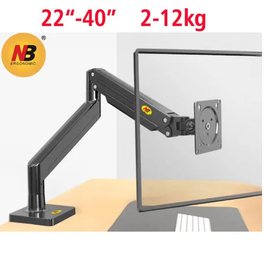 NB G40 Bras Articulé Moniteur 22''-40'' – Ressort à Gaz 360°, 3-15kg, Port USB 3.0 | Support Bureau Pince & Grommet