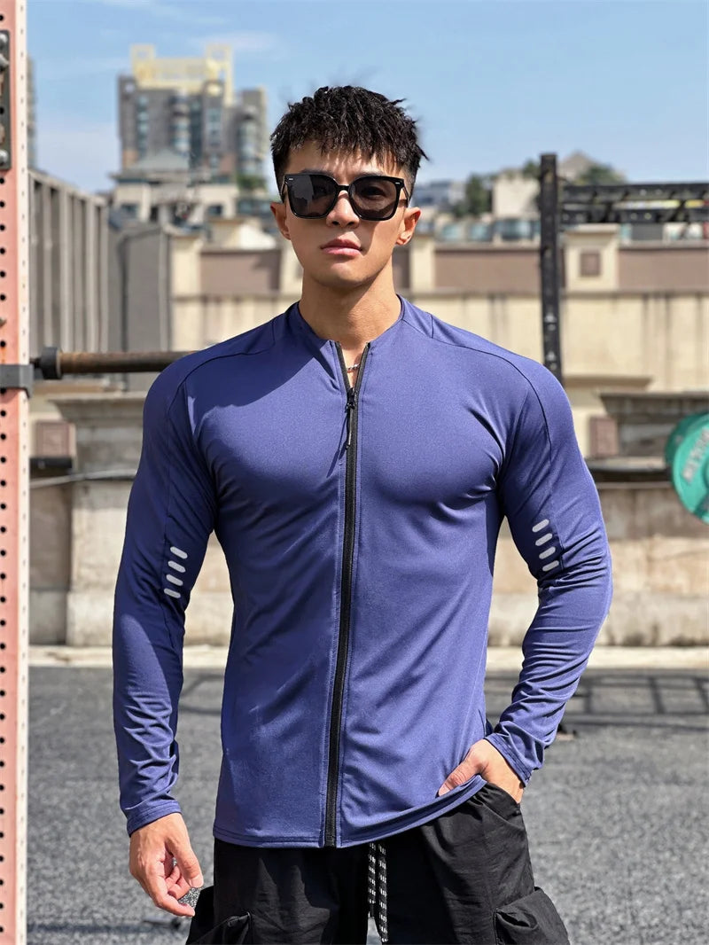 T-Shirt Homme Manches Longues Zip – Loose Casual Jogging Gym Fitness Entraînement Sport | Mode Homme Premium