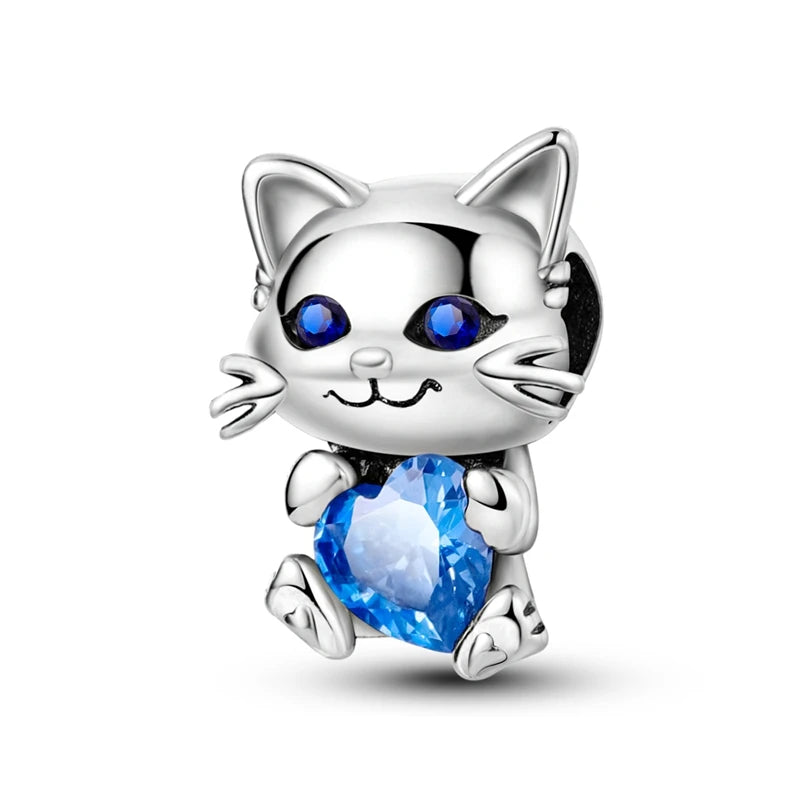 Charm Argent 925 Bleu Rotatif – Œil Démon, Main, Lune & Ciel Étoilé | Perle Pendentif Bracelet Femme | Bijou Spirituel & Mystique