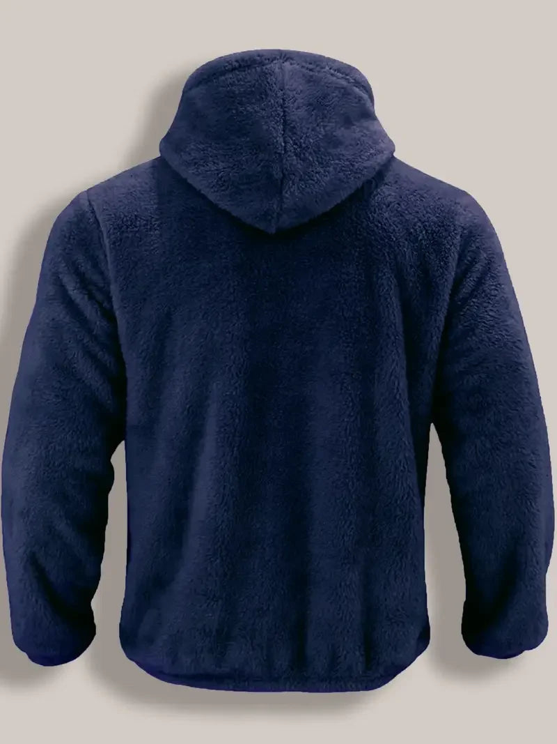Herren-Sweatshirt mit Reißverschluss, dicker, warmer Kapuzenpullover aus Korallenfleece für Herbst und Winter, bequem, weich | Premium Fleece Hoodie