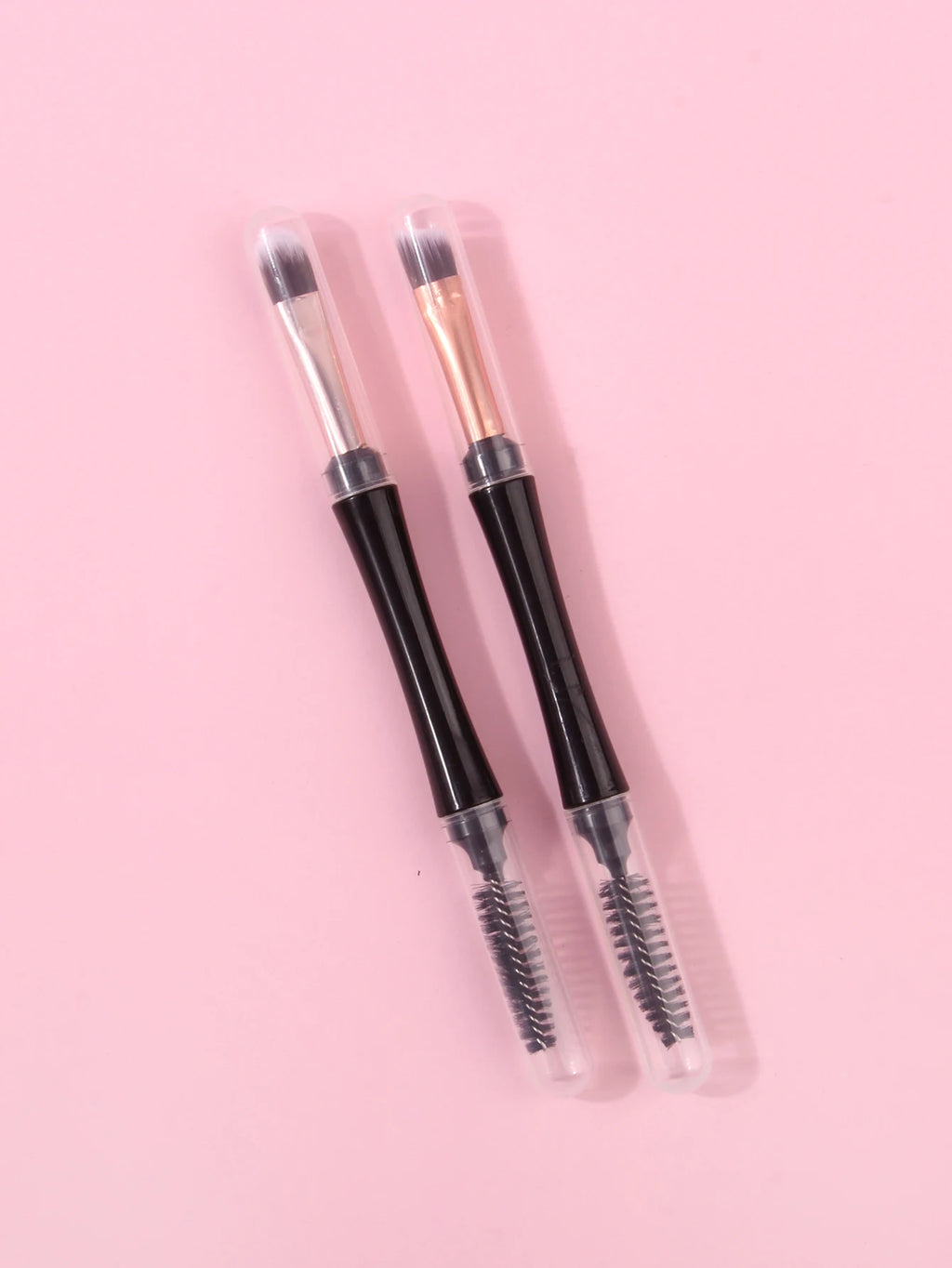Mini Pinceau Double Embout Fards & Eyeliner – Couvercle Anti-Poussière | Microbrush Cils & Sourcils Portable