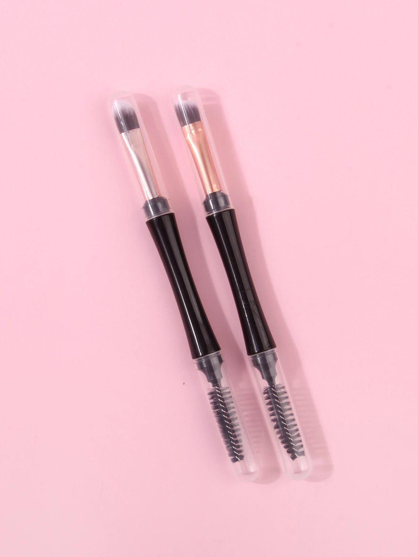 Mini Pinceau Double Embout Fards & Eyeliner – Couvercle Anti-Poussière | Microbrush Cils & Sourcils Portable