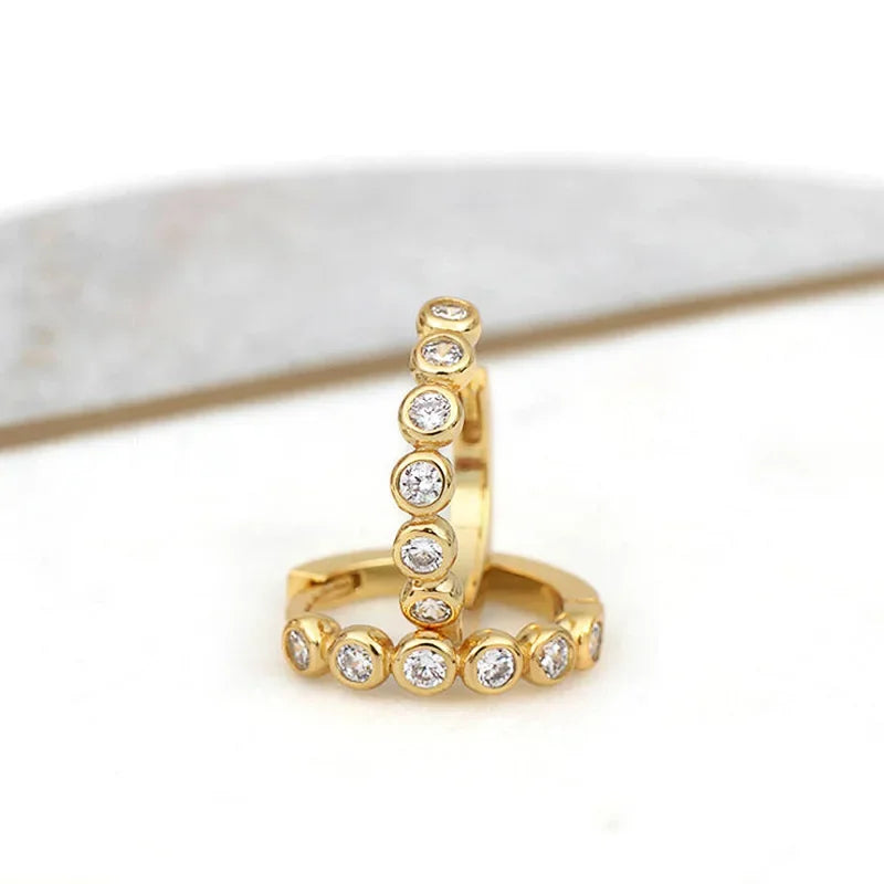 Créoles Luxe Pavées Zircon Couleur Or — Boucles d'Oreilles Femme Élégantes