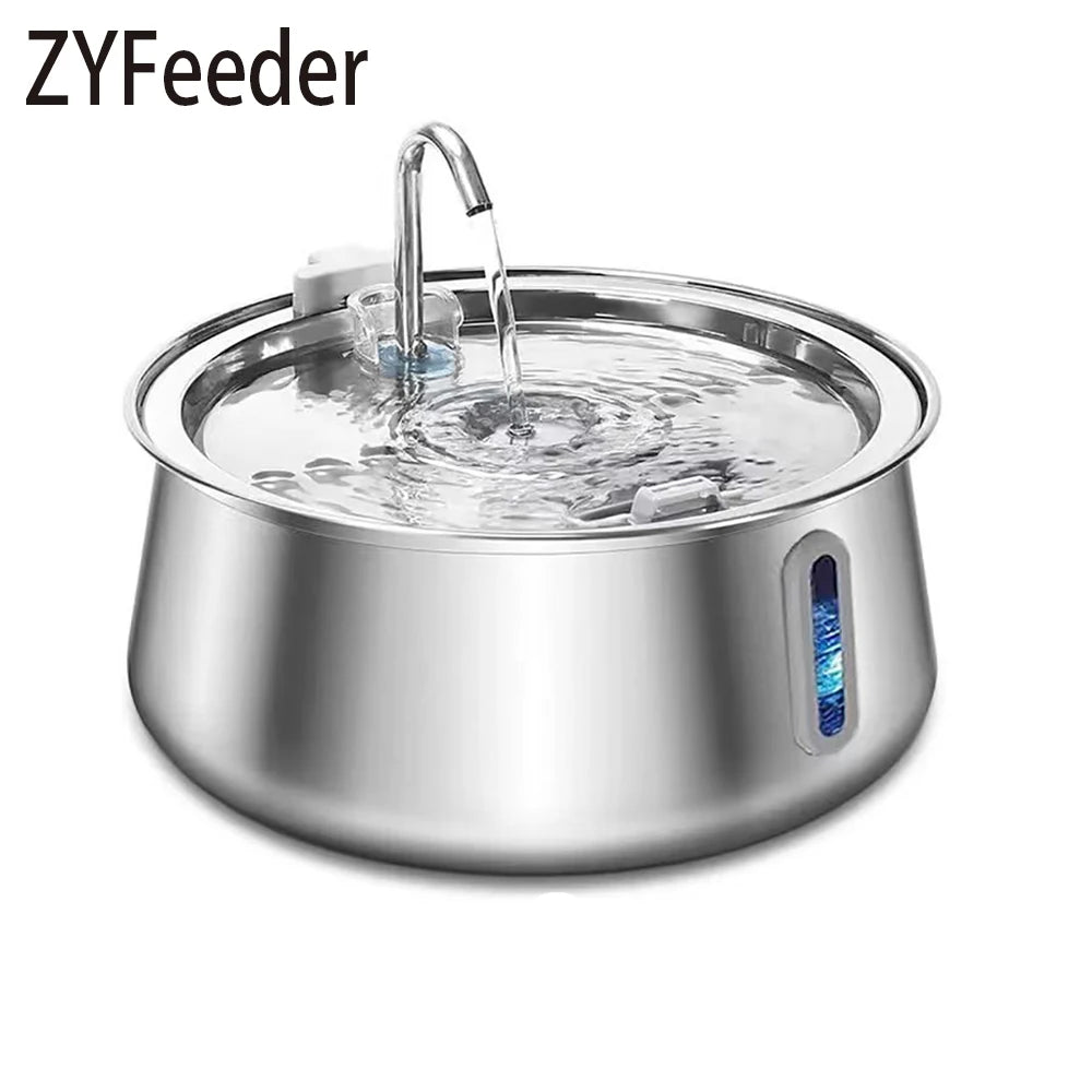 Fontaine à Eau Chat & Chien Inox 4L Automatique – Distributeur Eau Grande Capacité Filtration Multi-Couches | Bol Eau Animaux