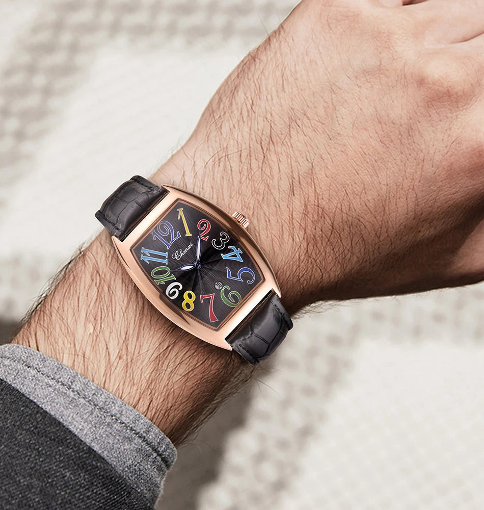 Montre Homme Bracelet Cuir Luxe Fashion Lumineux Quartz Calendrier Étanche Élégante Intemporelle | Montre Homme Cuir Luxe Fashion Lumineux Premium
