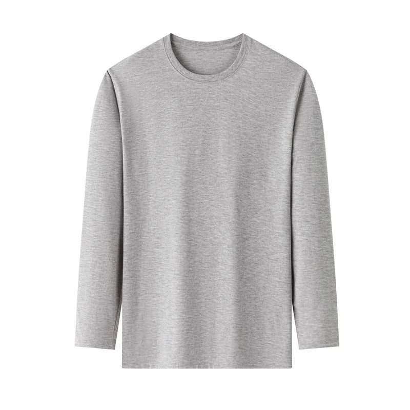 T-Shirt Homme Couleur Unie Col Rond Manches Longues Coton – Respirant Confortable Casual Été Multicolore | Mode Homme Essentiel