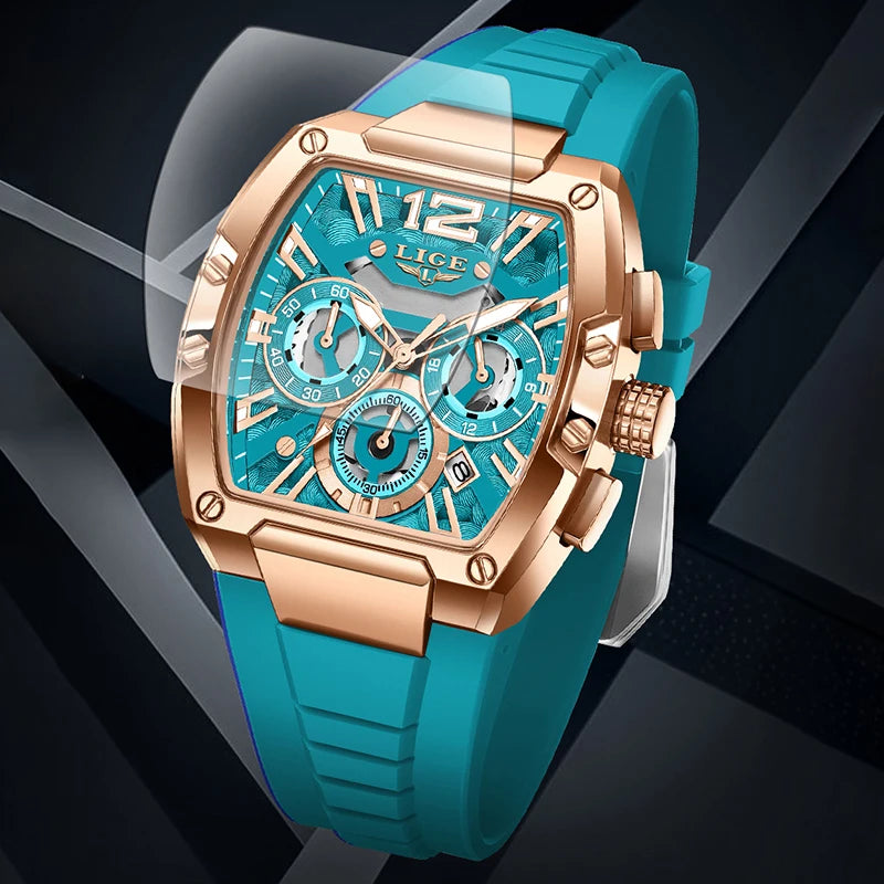 Montre Homme LIGE Sport Quartz Silicone Squelette Lumineux Calendrier – Étanche Outdoor Fashion