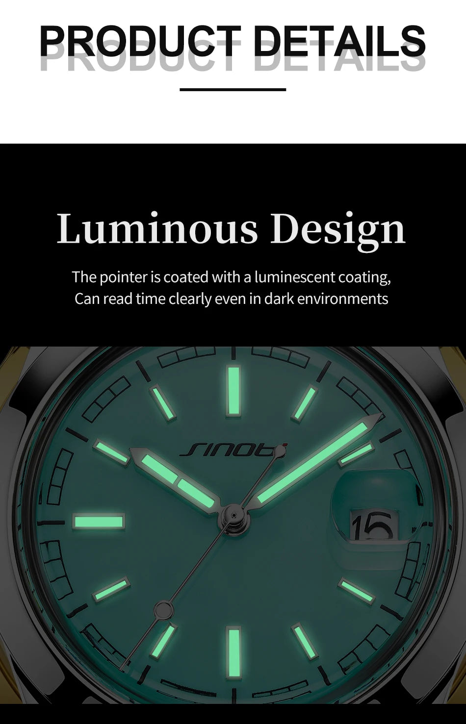 Montre Homme SINOBI Quartz Casual Calendrier – Acier Inoxydable Design Original Cadeau