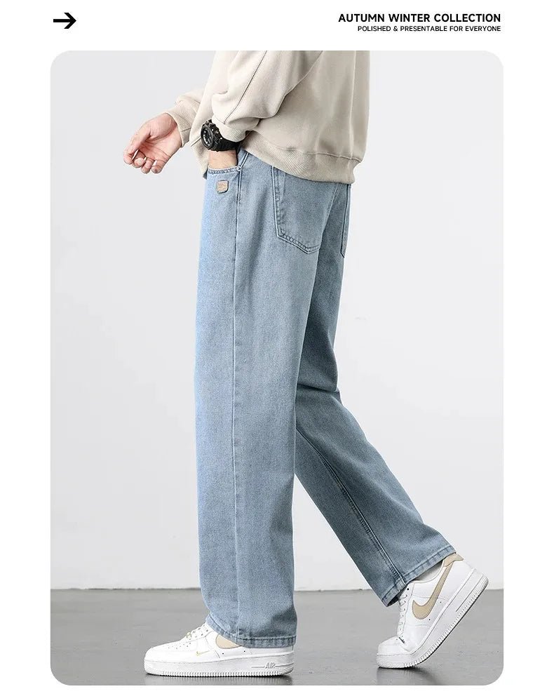 Jean Homme Droit Baggy Large Jambe Retro Américain Streetwear Korean Fashion Loose Denim Casual Printemps Automne Tendance – Jean Premium Wide Leg Urban | Mode Homme Streetwear Premium