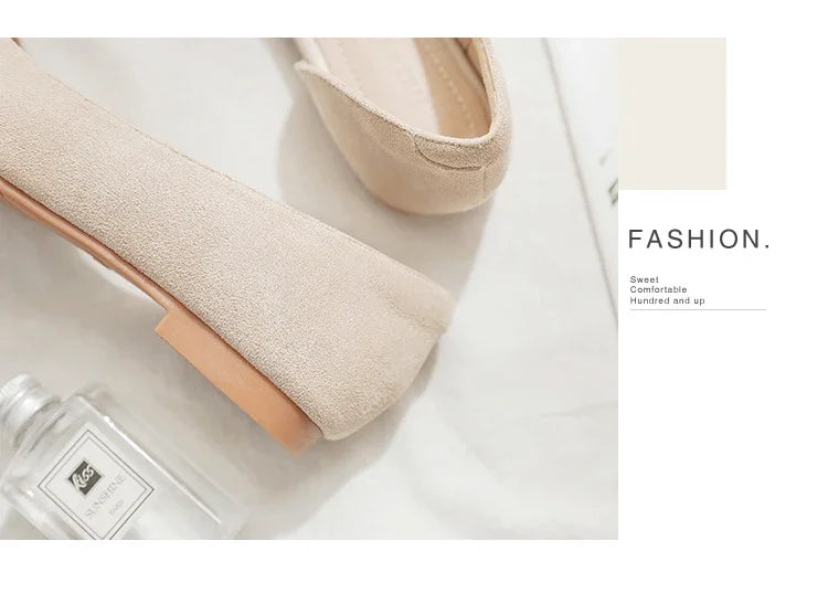 Ballerines Bout Pointu Flock Slip-on 2025 – Talon Plat Couleur Unie Tailles 31 à 46