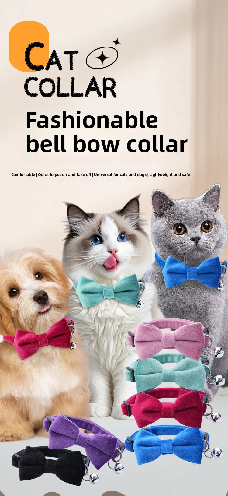 Collier Chat Nœud Papillon Sécurité – Clochette Anti-Étranglement Puppy Chaton Adorable