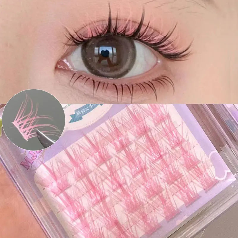 Clusters Cils Colorés Manga Rose Blanc Bleu Violet – Faux Cils Naturels Longs Faux Bouquets | Maquillage Wholesale