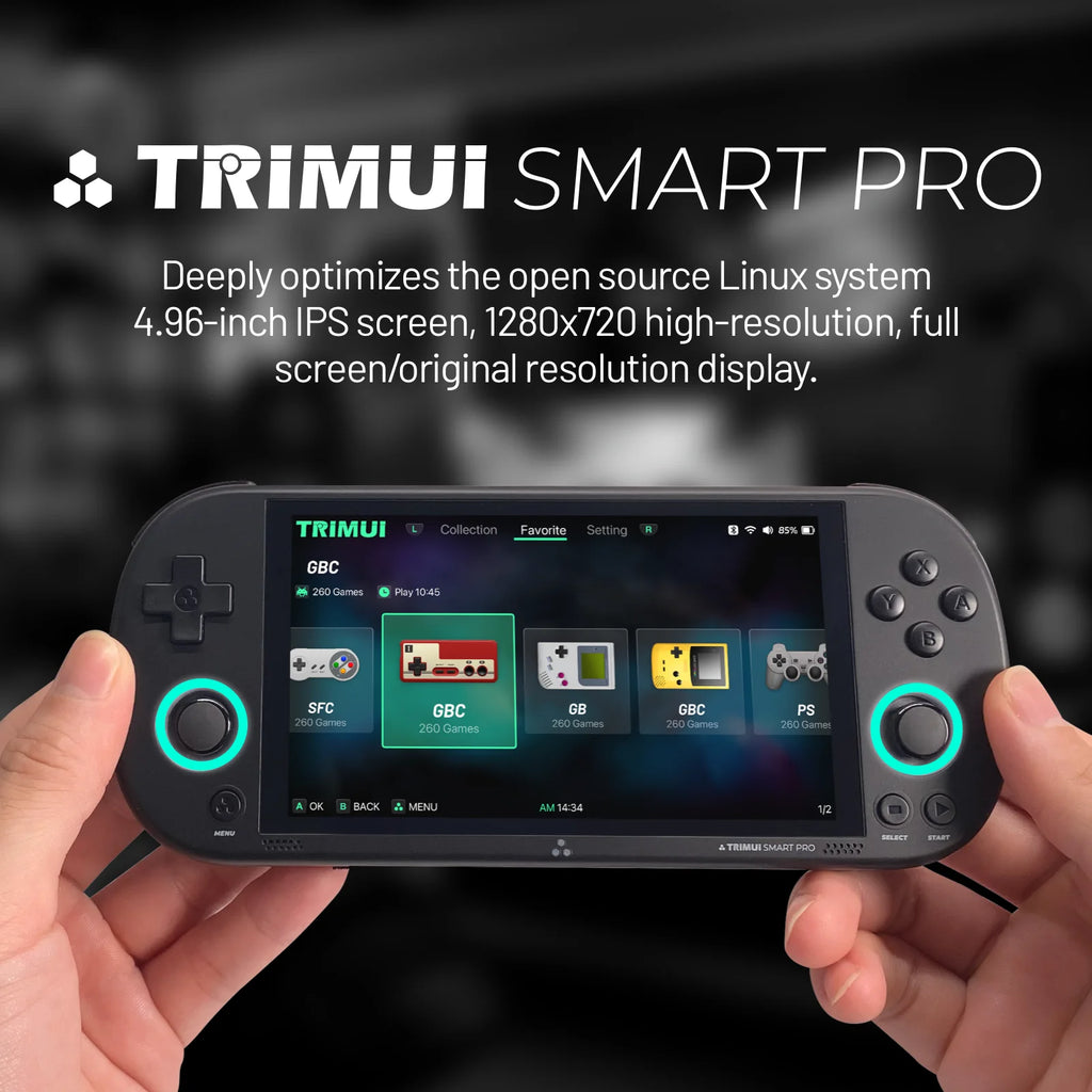 Trimui Smart Pro Console Rétro Portable 4.96'' IPS – Linux, Joystick RGB | Cadeau Gaming Jeux Rétro
