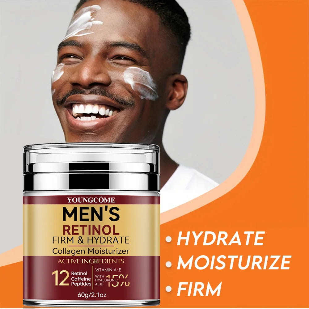 Crème Visage Rétinol Homme - Fermeté, Anti-Rides & Hydratation Collagène