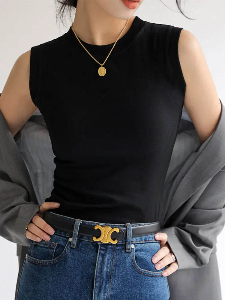 Caraco Débardeur Femme Col Rond Multicolore Basique Sans Manches – Top Sous-Vêtement Couvrant Décolleté Latéral | Mode Essentiel