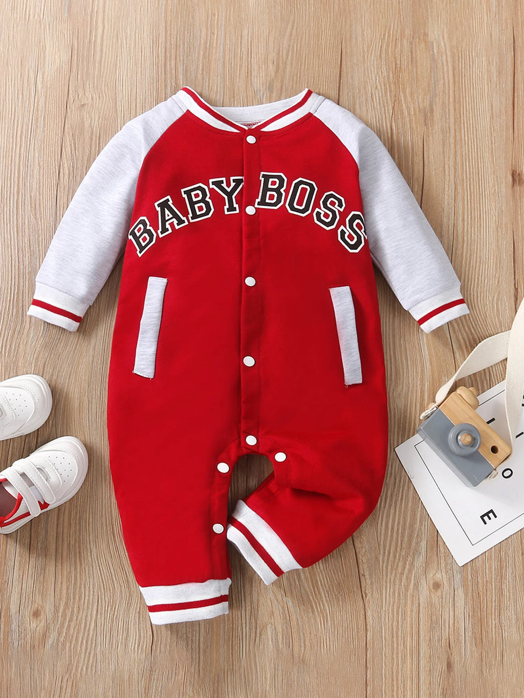 Combinaison Bébé Garçon Imprimé Lettres – Body Manches Longues Col Rond Tendance