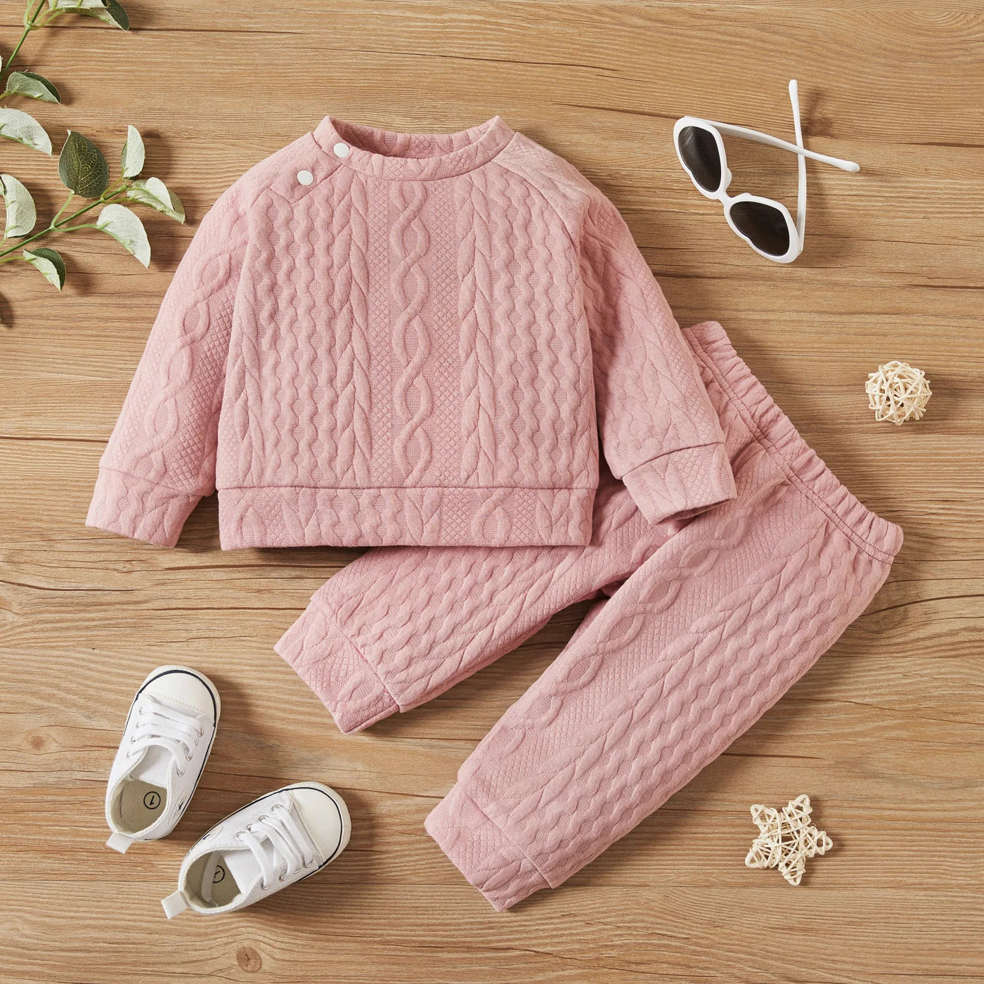 Ensemble 2 Pièces Bébé Unisexe Couleur Unie – Top Manches Longues + Pantalon Sport Automne Hiver 7 Coloris
