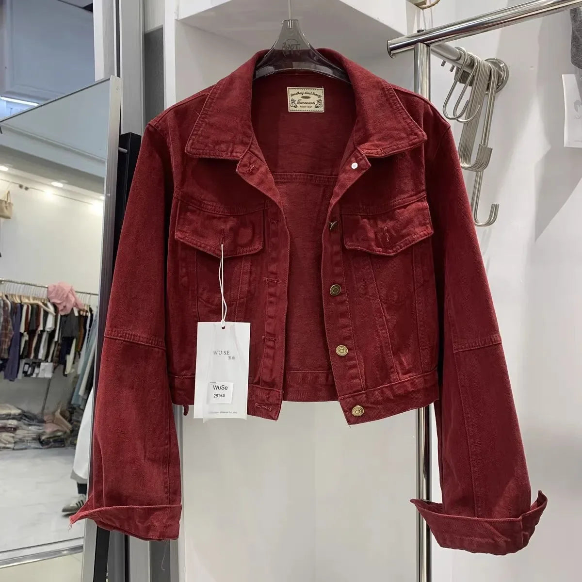 Veste Courte Femme Denim Bleu Col Rond Poches Style Coréen Ample – Mode Chic & Classique | Automne