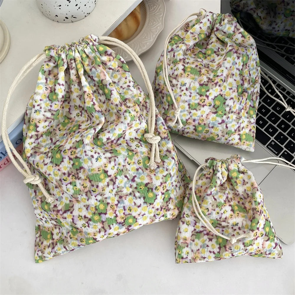 Trousse Maquillage Kawaii Florale - Pochette Cosmétiques & Voyage Cordon