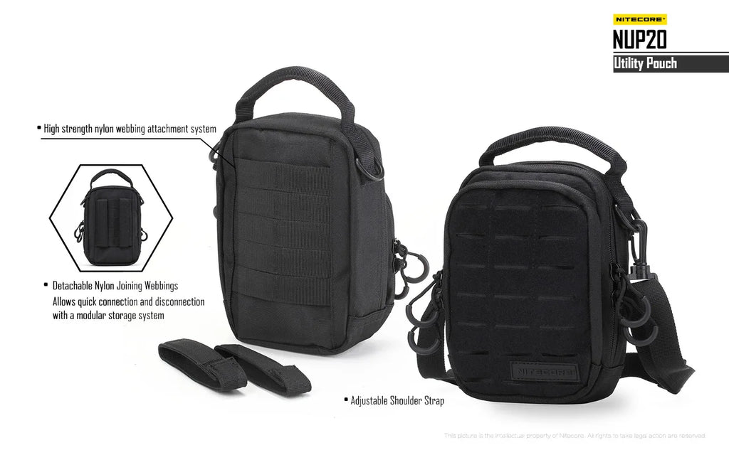 Sac Tactique NITECORE NUP10/NUP20 – Bandoulière Nylon 1000D Molle Crossbody Ceinture Homme Femme