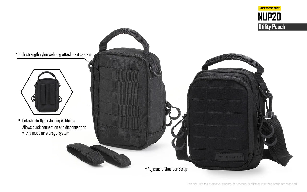 Sac Tactique NITECORE NUP10/NUP20 – Bandoulière Nylon 1000D Molle Crossbody Ceinture Homme Femme