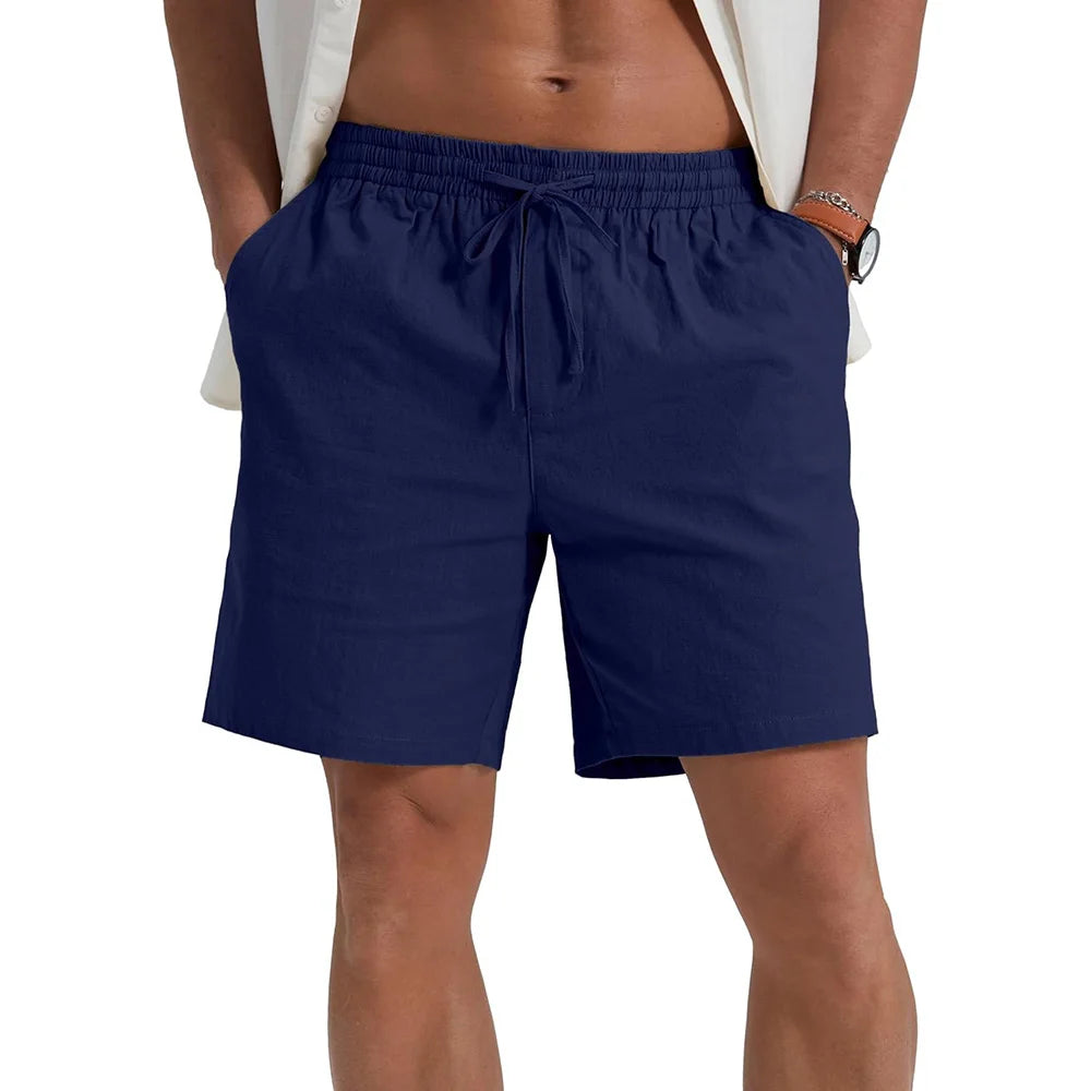 Short Homme Coton Lin Léger Respirant Casual Été Style Simple Quotidien Confortable Frais Intemporel – Short Premium Coton Lin Été | Mode Homme Casual Été Premium