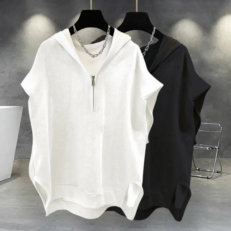 Débardeur Homme Zippé À Capuche Sans Manches Korean Fashion Y2K Streetwear Casual Hip Hop Été Tendance Confortable – Vest Zippé Premium Urban | Mode Homme Streetwear Premium