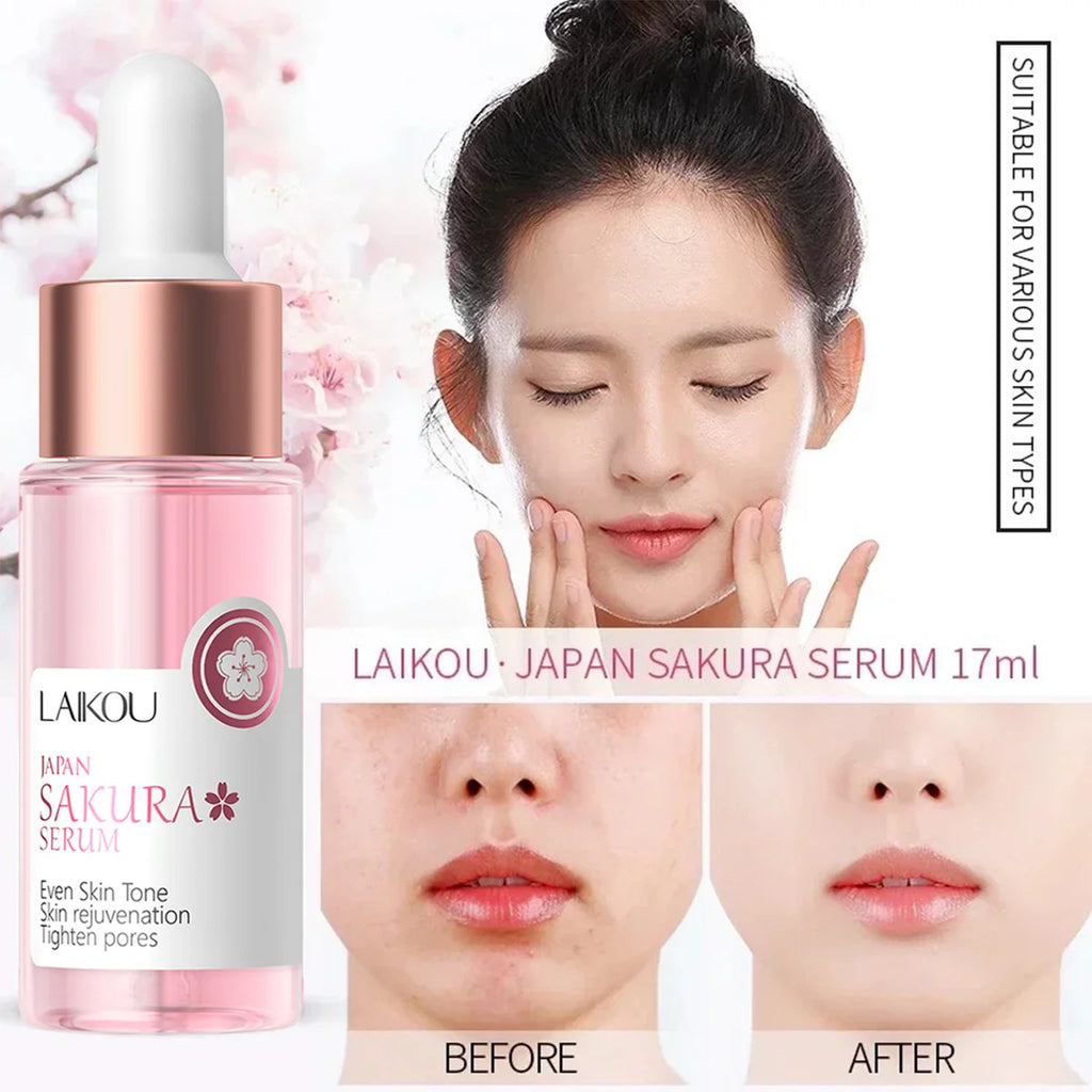 Essence Visage Sakura Laikou 17ml – Éclat Anti-Rides Hydratante Raffermissante Blanchissante