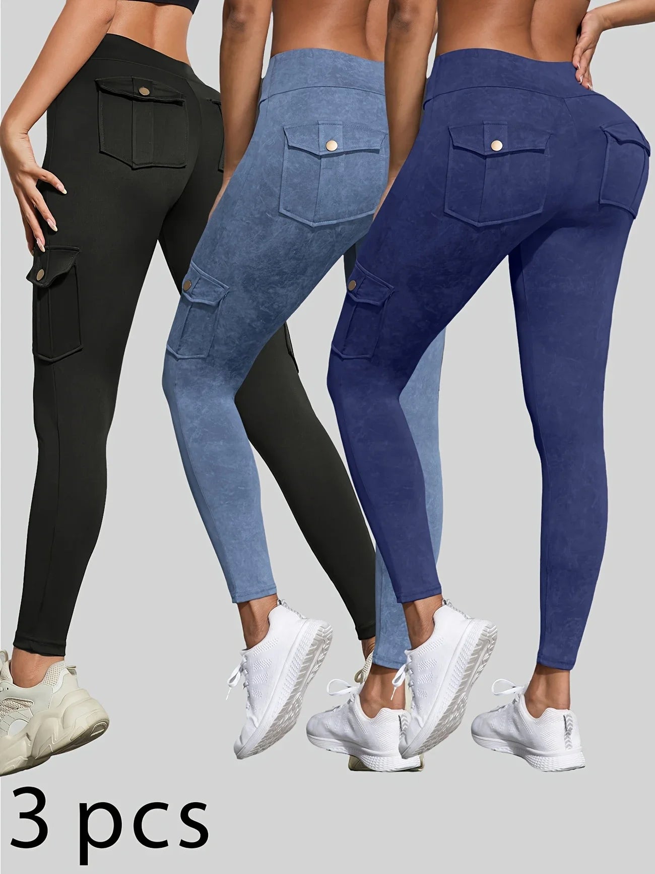 Damen Shaping-Leggings mit Taschen – Push-up-Effekt, Fitness & Streetwear | 1er- oder 3er-Pack