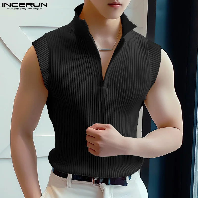 Débardeur Homme Col V INCERUN – Couleur Unie Sans Manches | Streetwear Été & Fitness | Tailles S à 5XL
