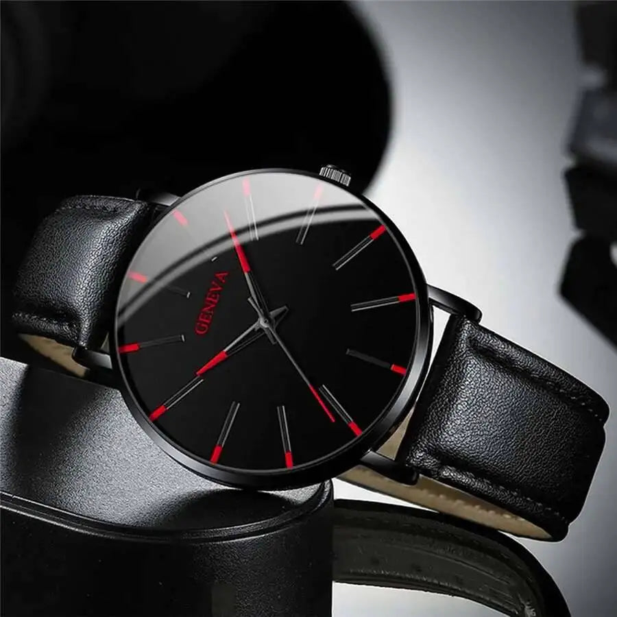 Coffret 3 Pièces Homme Montre Quartz Cuir + Bracelet + Collier – Set Business Fashion Élégant