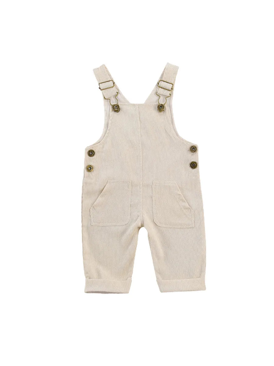 Salopette Bébé Unisexe Bretelles Boutons Couleur Unie – Combinaison Toddler Garçon Fille 0-24 Mois