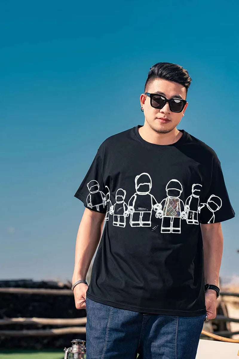 T-shirt Grande Taille 15XL Cartoon Homme – Col Rond Graphic Casual Été jusqu'à 200kg