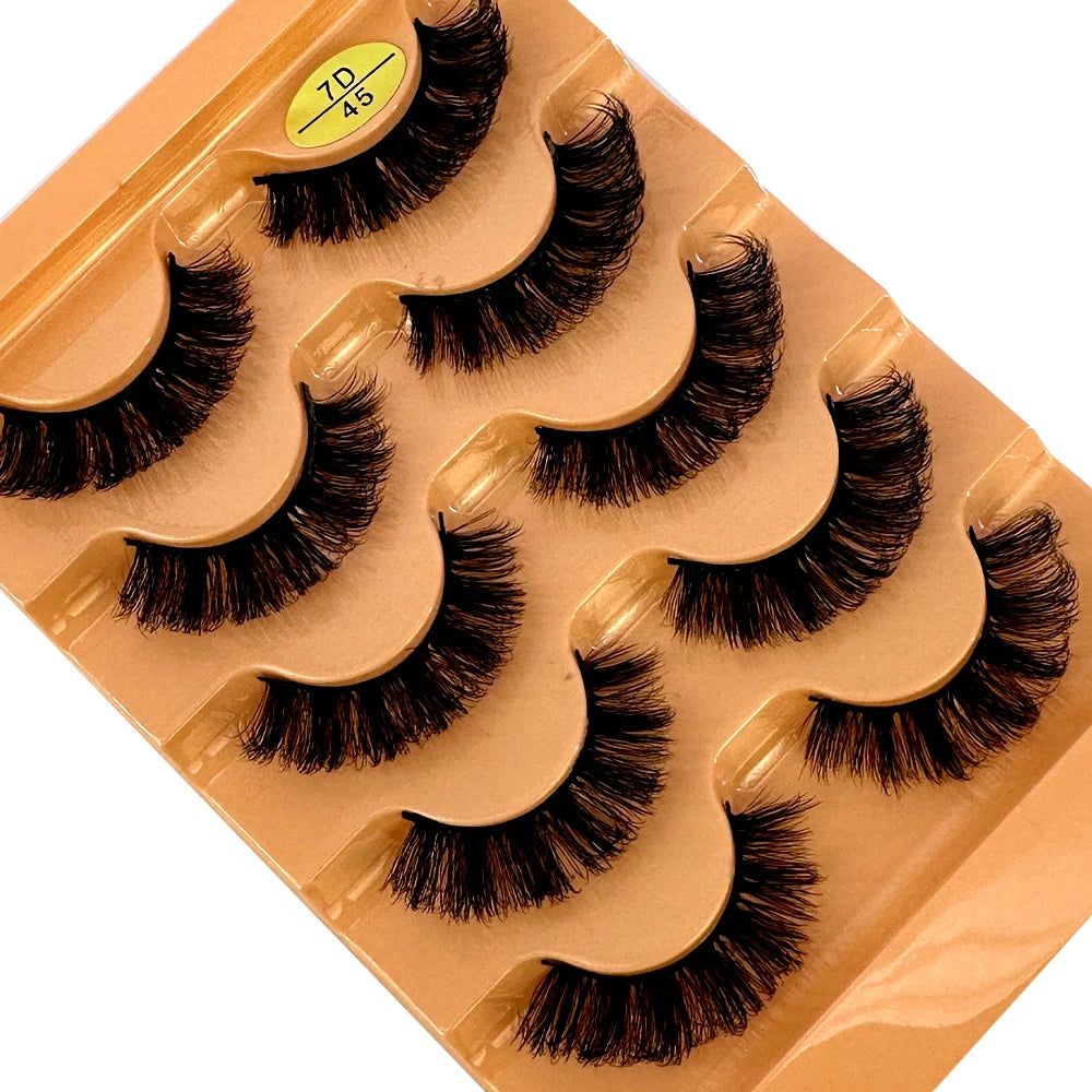 Faux Cils Cat Eye 3D – Lot 5 Paires | Manga Wispy Naturels Courbe D
