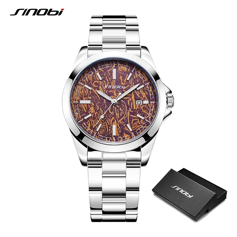 Montre Homme SINOBI Quartz Casual Calendrier – Acier Inoxydable Design Original Cadeau