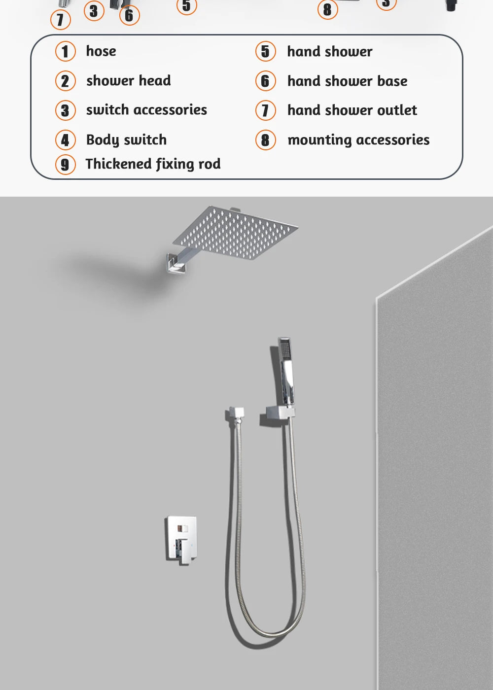 DQOK Ensemble Douche Thermostatique Chrome – Cascade & Pluie, Mitigeur Baignoire | Système Douche Complet