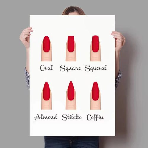 Affiches Nail Art Salon – Guide Formes d’Ongles Canvas | Décoration Murale Institut Beauté