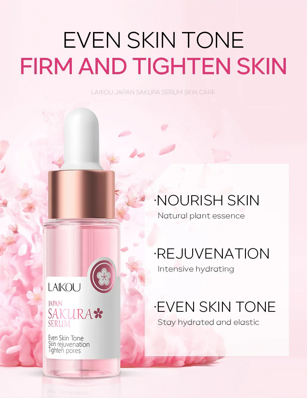 Essence Visage Sakura Laikou 17ml – Éclat Anti-Rides Hydratante Raffermissante Blanchissante