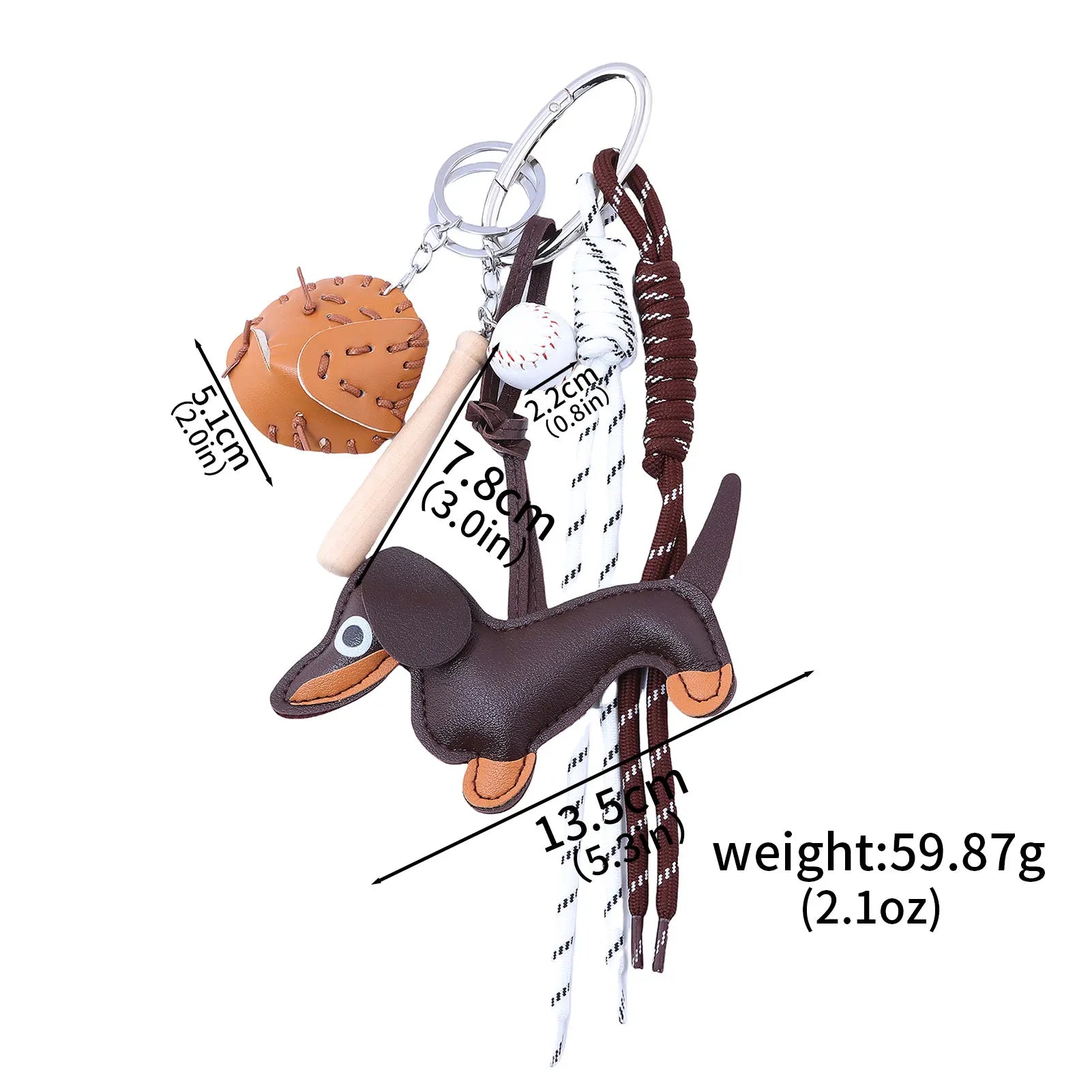 Porte-Clés Chien Saucisse Personnalisé – Pendentif Sac Corde Tressée Décoration Cadeau Mignon