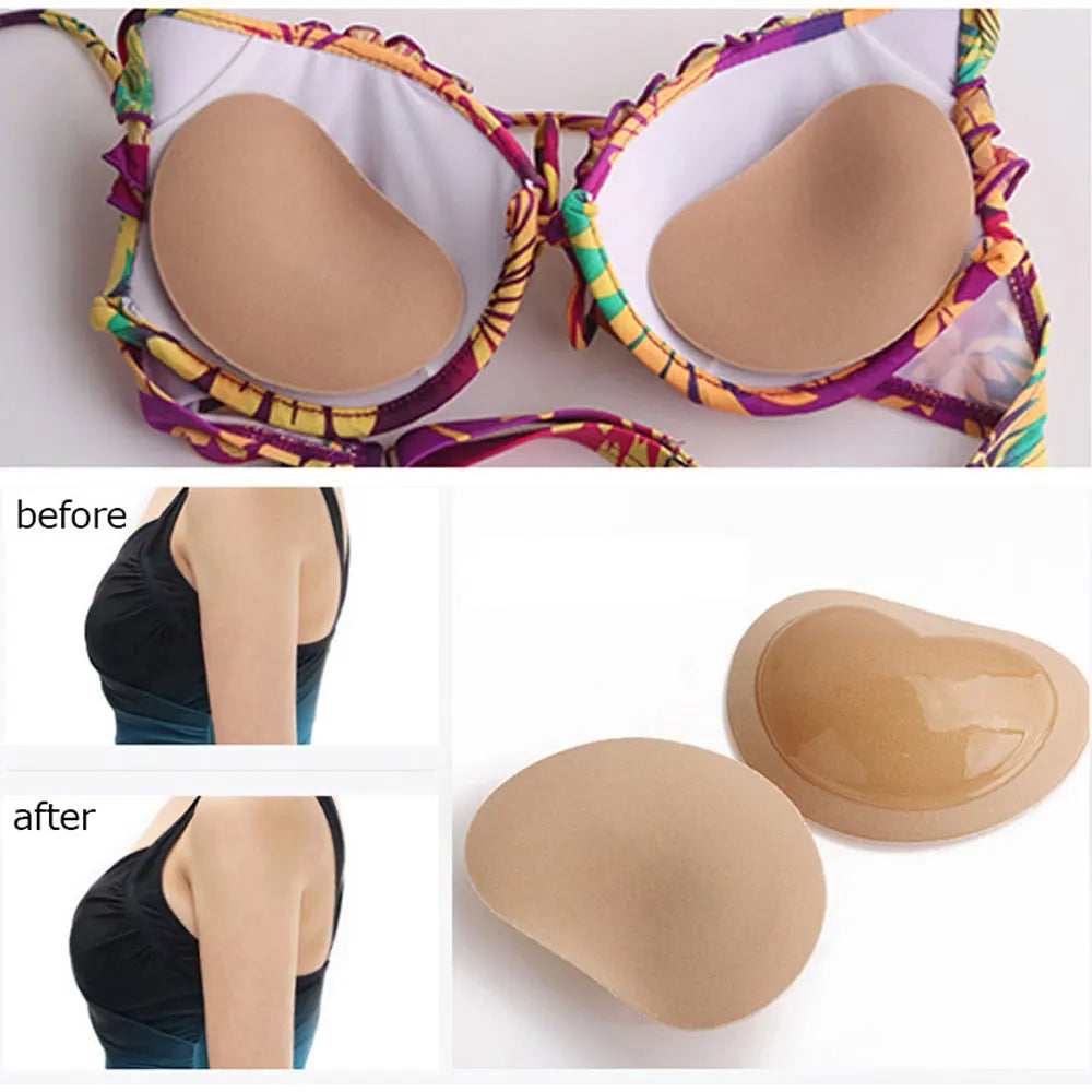Paire de Coussinets de Poitrine Adhésifs Invisibles Bikini Maillot de Bain – Rembourrage Sponge Respirant Push-Up | Discret