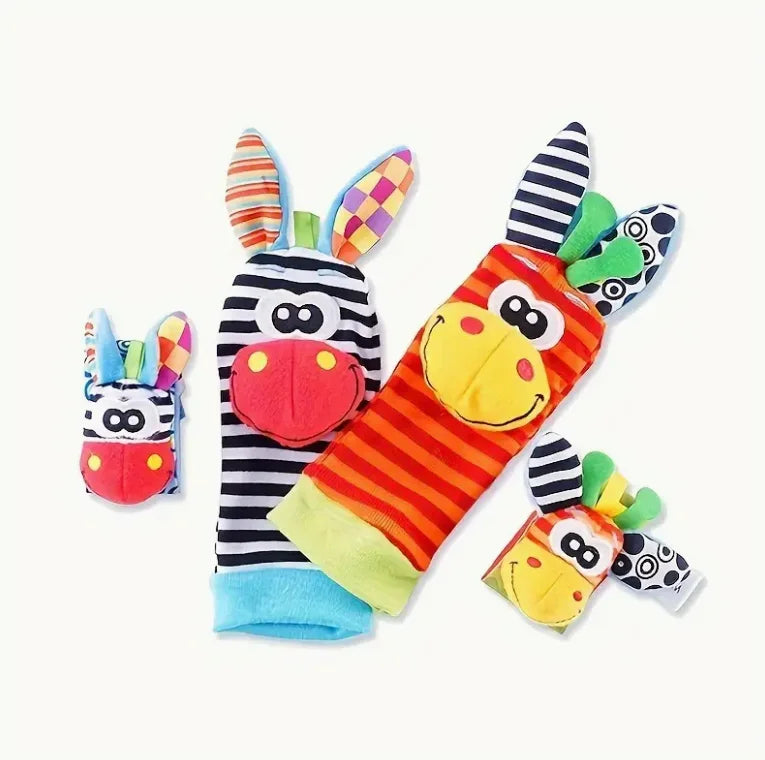 Set Hochet Poignet + Chaussettes Découverte Pieds Bébé – Jouets Éveil Nouveau-Né 0-12 Mois Cadeau Naissance